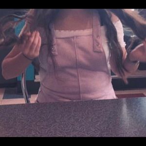 Faux suede light purple overall dress